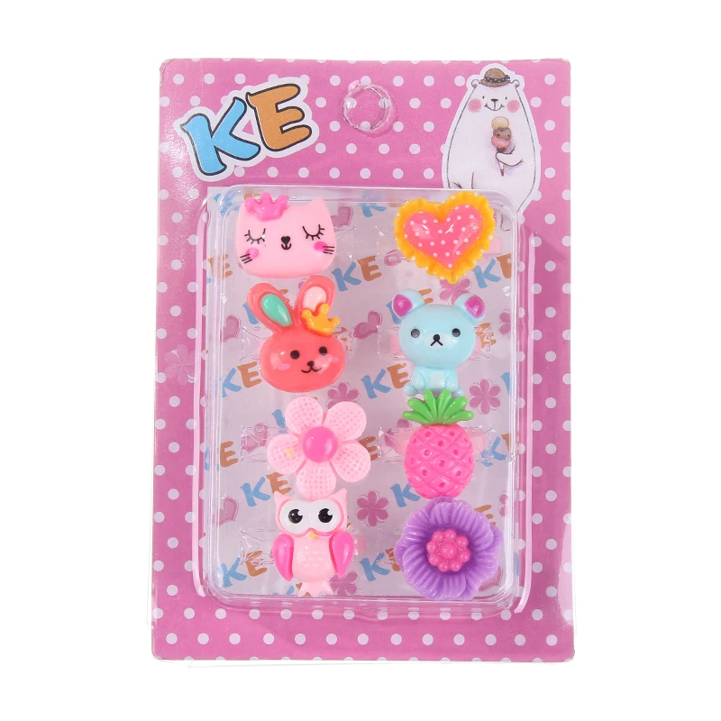 8 шт./компл. кольцо для детей ювелирные изделия модные цветные кольца милые