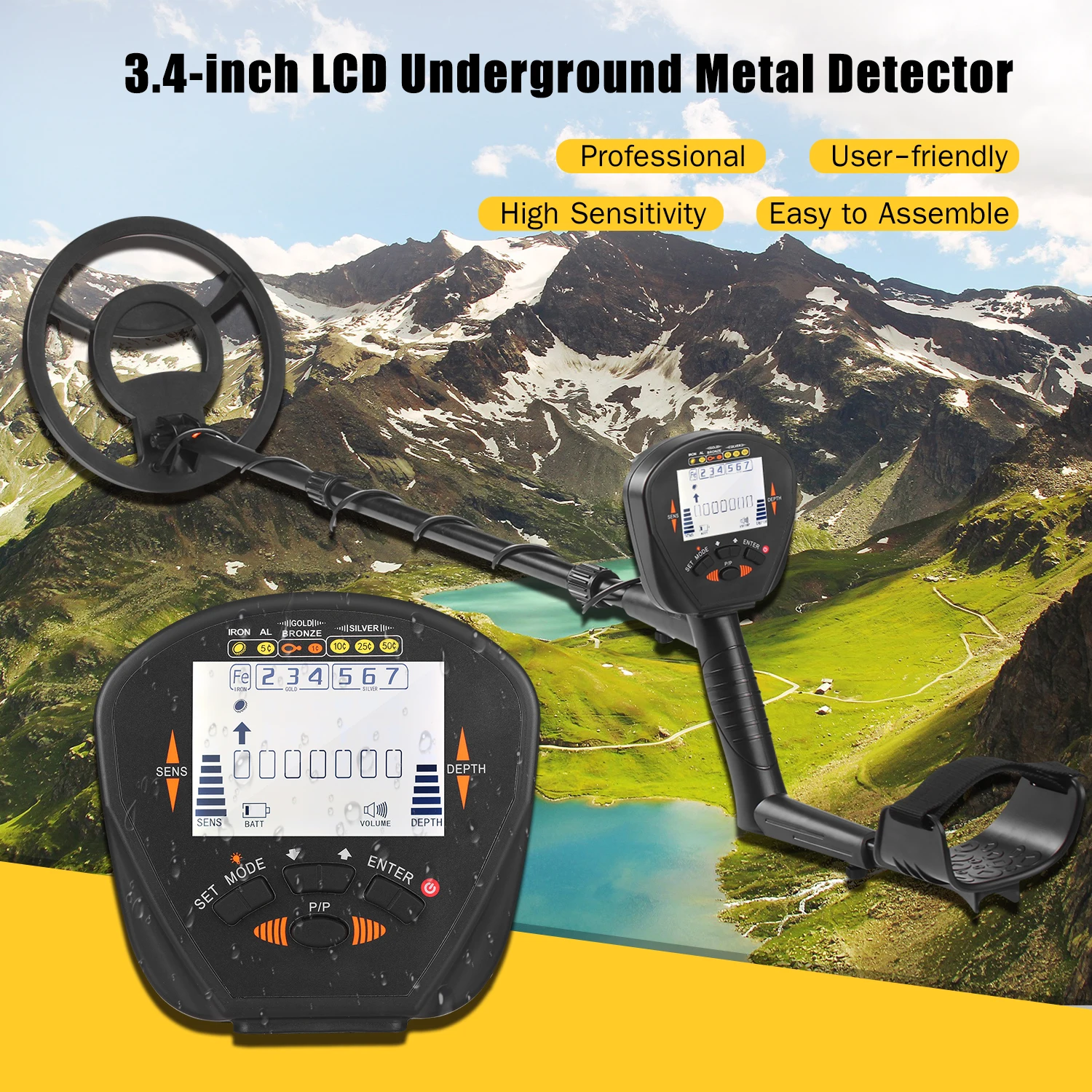 

MD830 Underground Metal Detector 10-inch Waterproof Search Coil Metal Finder Gold Treasure Hunter All Metal+DISC+Pinpoint Modes