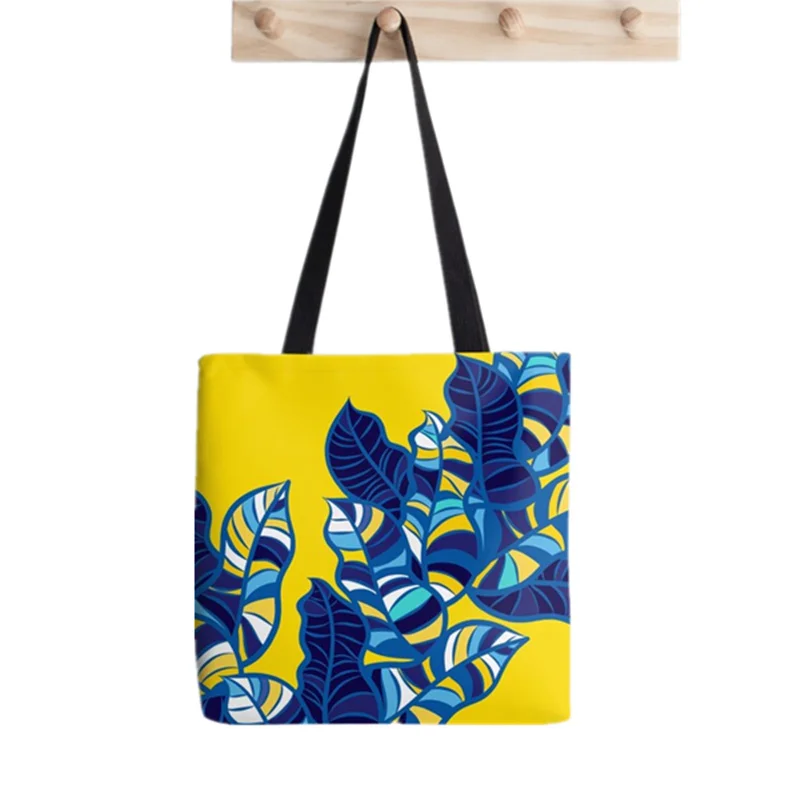 

Женская холщовая сумка-шоппер с желтыми листьями