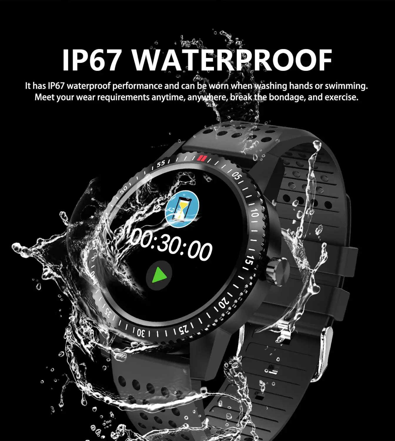 New T1 Smart Watch For Men IP67 Waterproof Fitness Bracelet | Электроника