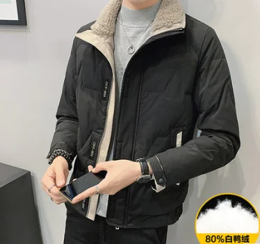 

Down jacket men's 2021 new Korean fashion winter handsome light short winter clothing men's lamb collar coat