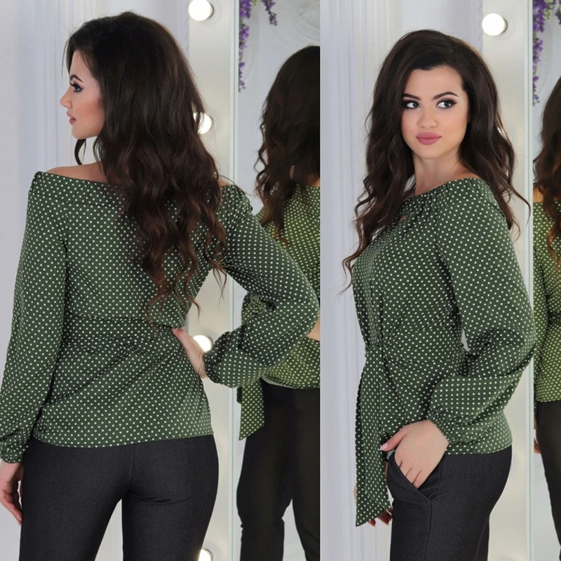 Женская сексуальная блузка в горошек с открытыми плечами женский комбинезон для