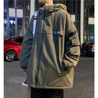 winter wadded jacket men cardigan casual tooling padded couple japanese style male streetwear models thick hoodie coats