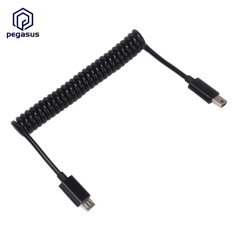 3FT Spiral Coiled Micro USB B 5Pin Male to Mini 5-Pin Adapter Charging Cable For Power Bank | Электроника