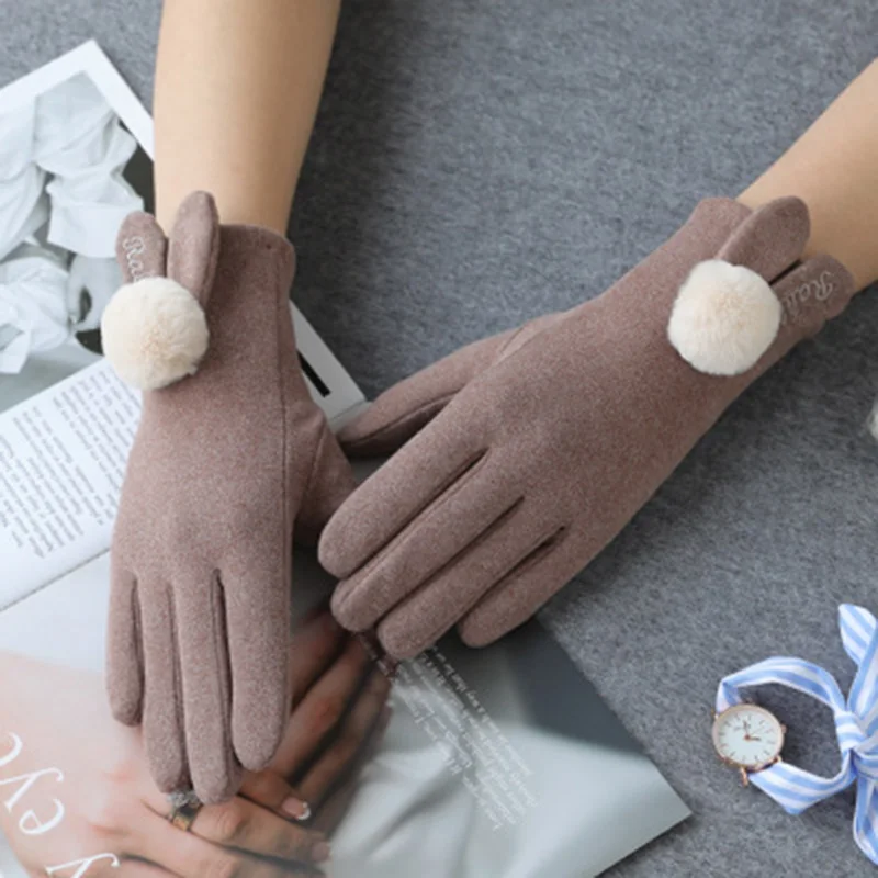 Перчатки для вождения тонкие Варежки женские осенние эластичные кроличьи уши