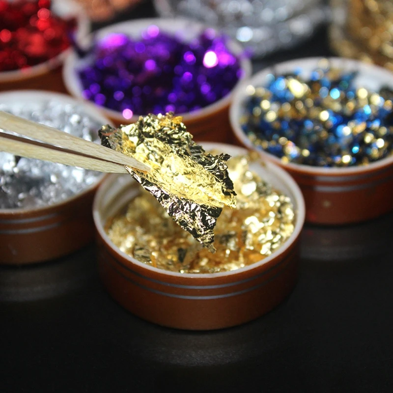 

6 Colors Gold Leaf Gilding Resin Flakes Metallic Foil Flakes Painting Resin Arts