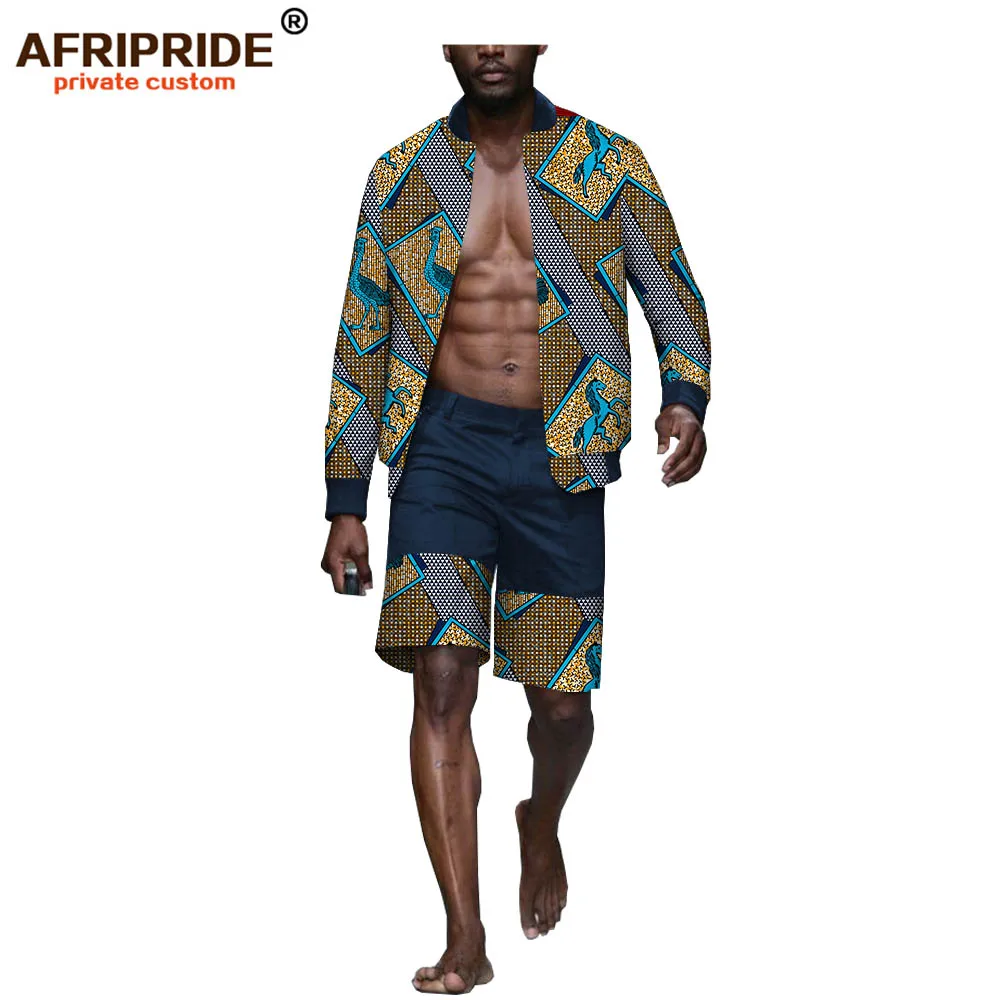 AFRIPRIDE, Африканский летний мужской повседневный костюм, гавайская рубашка с коротким рукавом+ короткие штаны, Дашики, принт, vestidos A1916001 - Цвет: 549-14