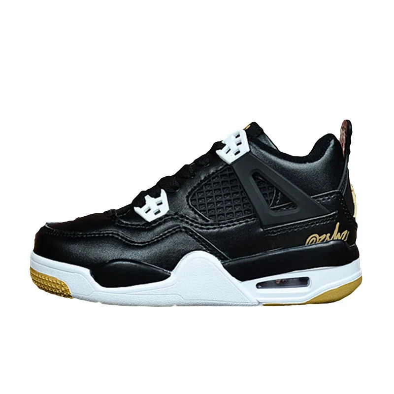 2019 г. Ретро 4 AIR JORDAN детский баскетбол обувь с татуировкой Раптор Черный кот белый