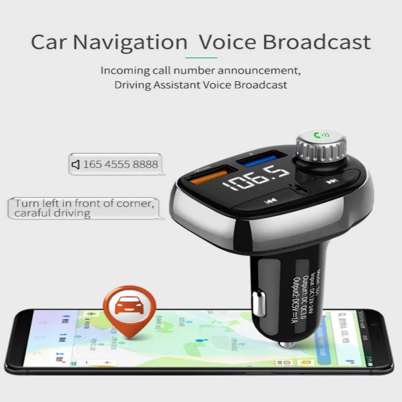 FM-трансмиттер T61 автомобильный с поддержкой Bluetooth и USB-флеш-накопителем |