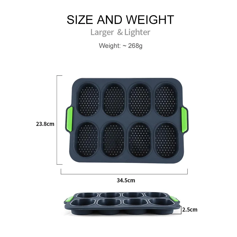 

Kitchen Baking Hamburger Bread Mold 8 Grids Practical DIY Silicone Bread Mold Baking Pastry Heat Resistant Kitchen Tool