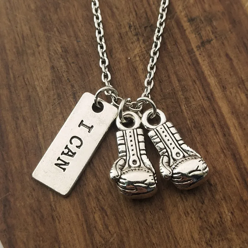 1 шт. серебряные подвески в виде боксерской перчатки ожерелье с надписью I Can