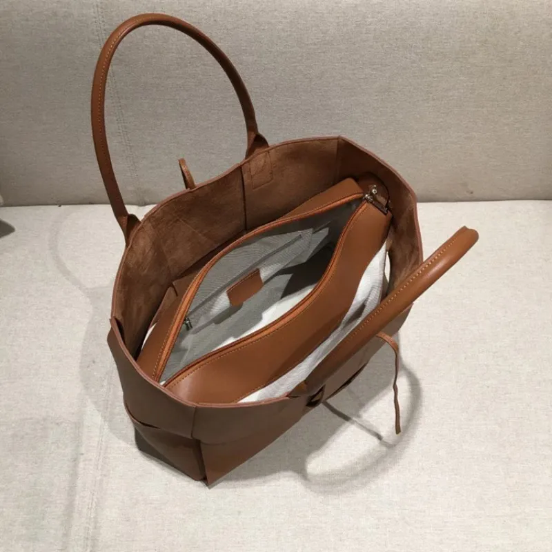 

Women Large Capacity Casual Totes Shoulder Bag Office Ladies Handmade Genuine Leather Handbag Fashion Shopping Composite Bags