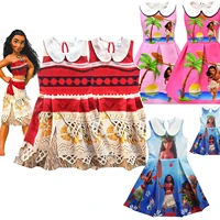 new summer girl dress moana necklace kids adventure children princess beach party cosplay costume vaiana nightgown dress clothes