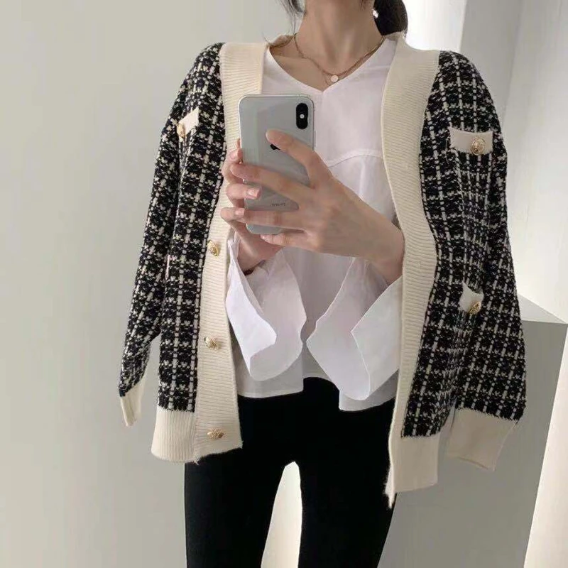 

VANOVICH Fashion Women Sweaters Korean Style Cardigan Spring and Autumn New 2022 Single Breasted Cardigan Long-sleeve Tops