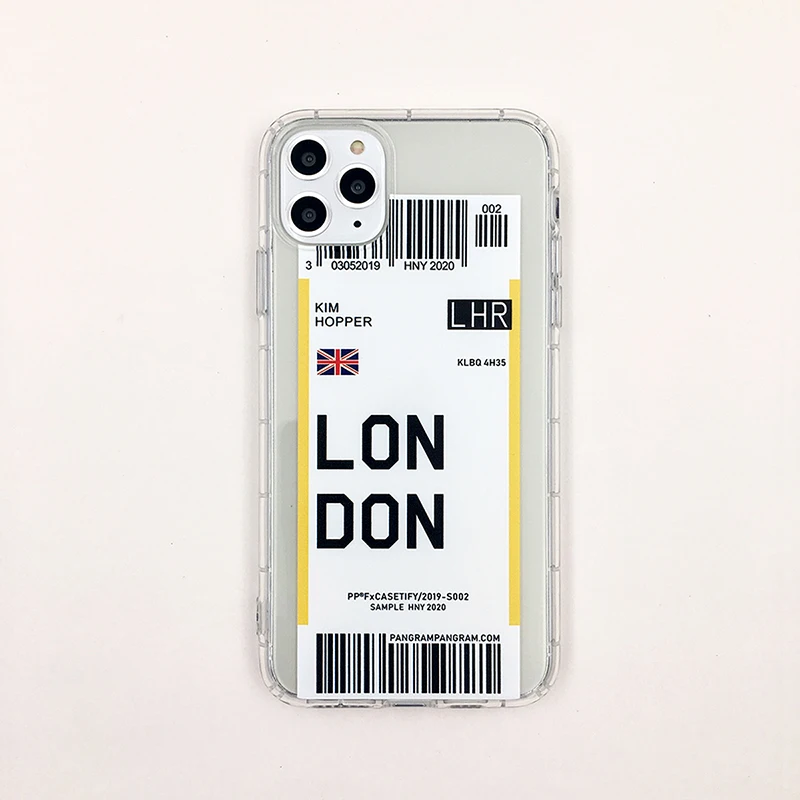 London Горячая Распродажа, американский городской ярлык, штрих-код, чехол для телефона, для iPhone X, XS, 11 Pro, MAX, XR, 6s, 7, 8 plus, простая буква, Нью-Йорк, прозрачный силиконовый чехол - Цвет: London