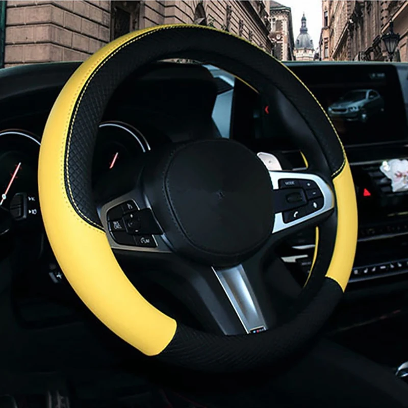 38 см чехол рулевого колеса автомобиля универсальный кожаный на руль подходит для