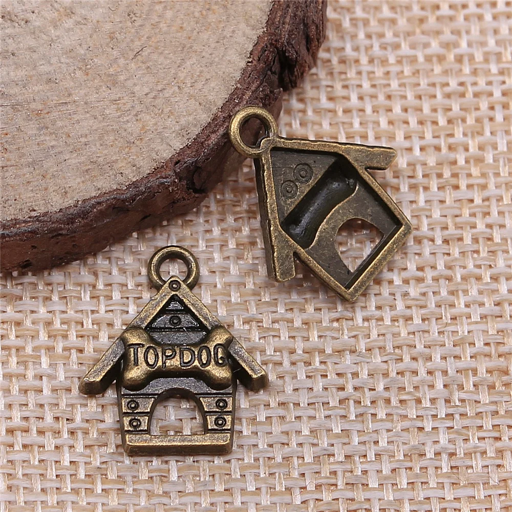 WYSIWYG 10pcs 19x16mm 2 Colors Top Dog Pendant Charm House | Charms