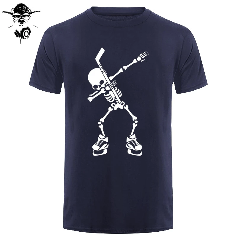 Hockeyer Skeleton Dabbing танцевальная футболка для Хэллоуина новая мужские модные футболки