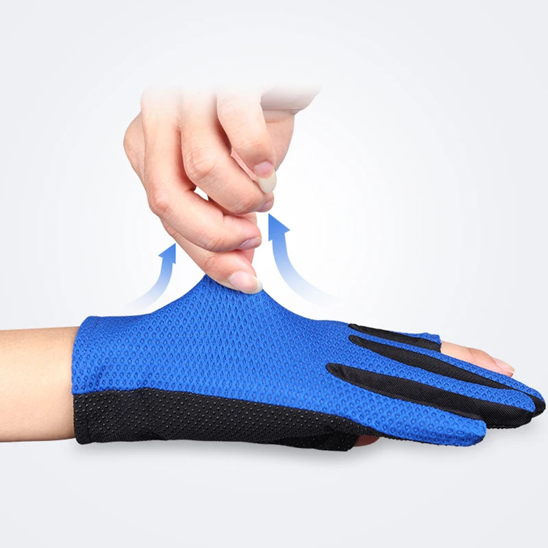 

Men Women Fishing Gloves High Elastic Breathable Non-Slip Gloves Two Fingers Ice Silk Sunscreen Summer Riding Cycling Gloves