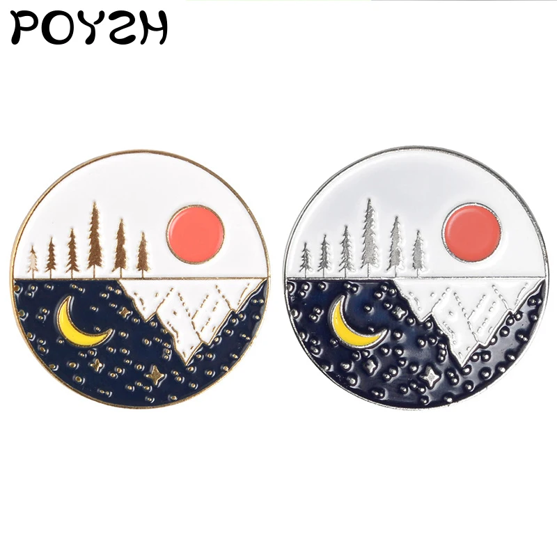 Круглой Броши один день и ночь Инь Янь Тай Чи переменное солнце луна