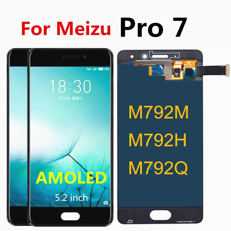 

5.2" AMOLED For Meizu Pro 7 LCD Display with Touch Screen Digitizer For Meizu Pro7 LCD M792M M792H M792Q Screen Assembly