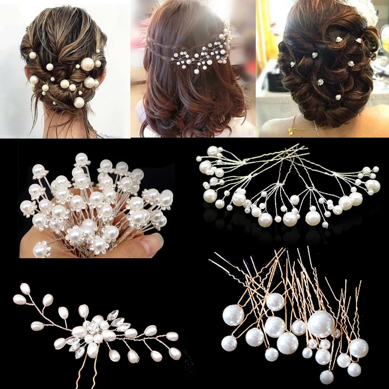 

900-30Pcs Crystal Pearl Hair Pins Flower Wedding Bridal Bridesmaid Hairpins Hair Clips Barrettes for Women Hair Accessories