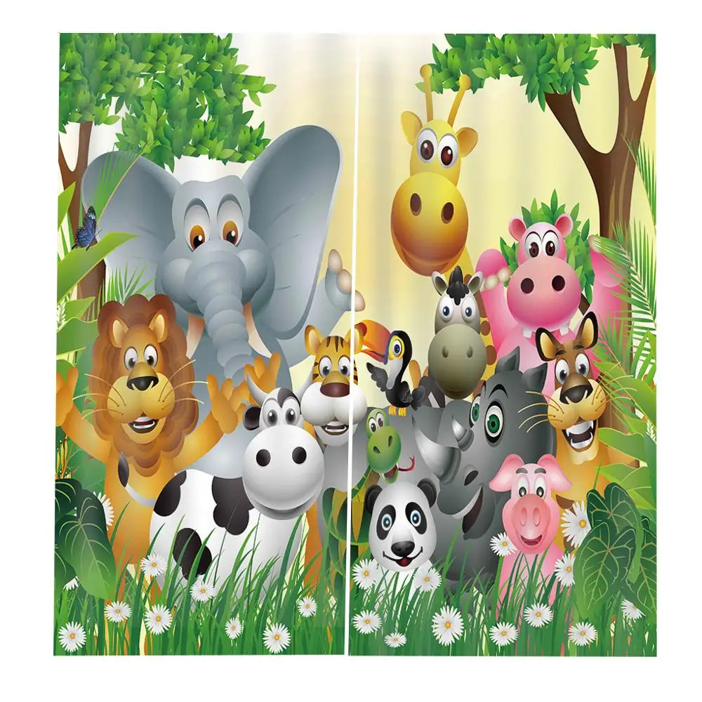 

cartoon curtains Customized size Luxury Blackout 3D Window Curtains For Living Room Drapes Cortinas