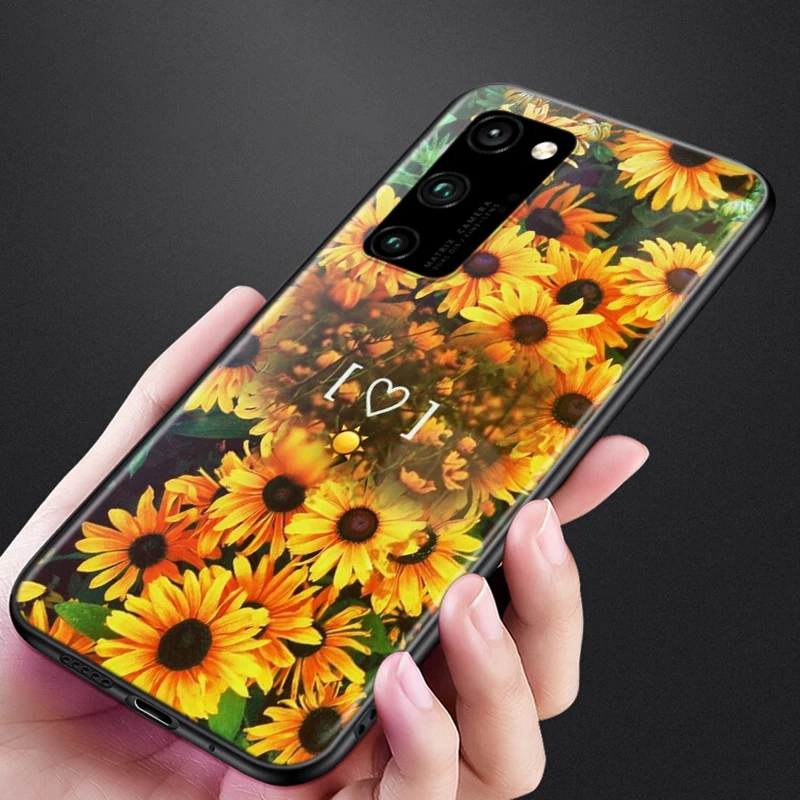 

Silicone Cover Yellow Sunflower Art For Honor 9 9X Lite 9S 9A 9C 8 8A Prime 8X MAX 20 30 7A 7C Pro Plus Phone Case
