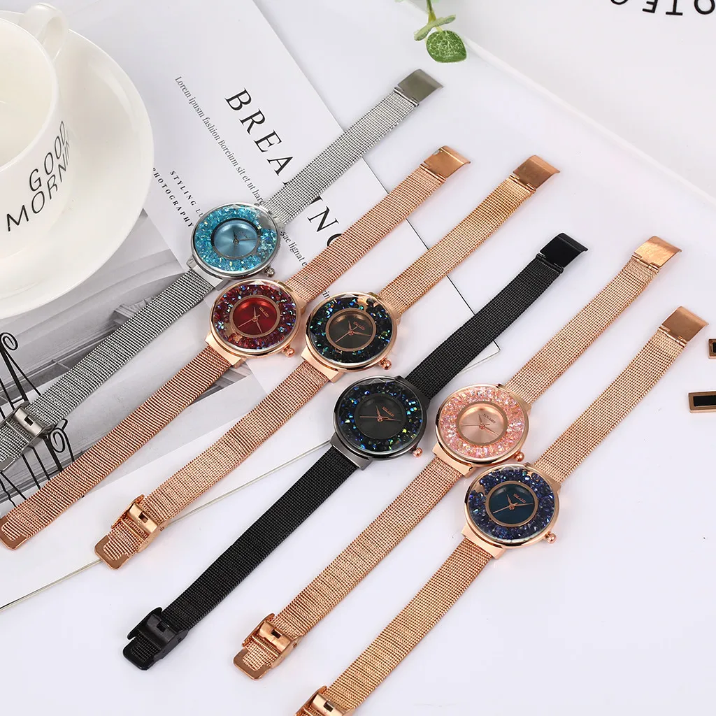 Часы YOLAKO женские кварцевые с ремешком из нержавеющей стали креативные модные