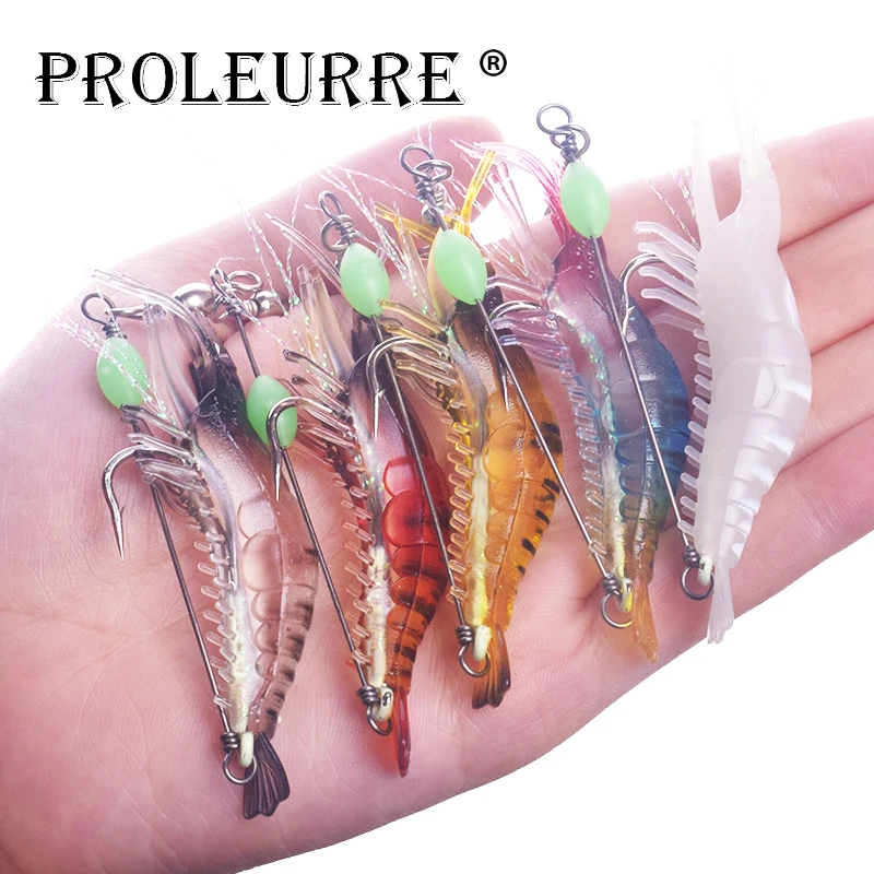 5 шт./лот Люминесцентная Мягкая приманка в виде креветки 75 мм г искусственные