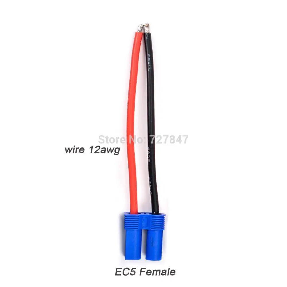 1 x EC5 Female 12awg XT90 XT60 XT30 EC5 EC3 EC2 T разъем мужской/женский разъем силиконовый провод 12/14/16AWG RC кабель батареи 90 мм/100 мм - Цвет: 1 x EC5 Female 12awg
