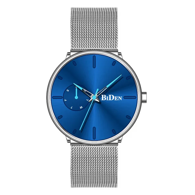 Color 6 Reloj Hombre BIDEN Top Brand Luxury Men Watches Waterproof Ultra Thin Date Wrist Watch Male Mesh Strap Casual Quartz Clock - Цвет: Color 6