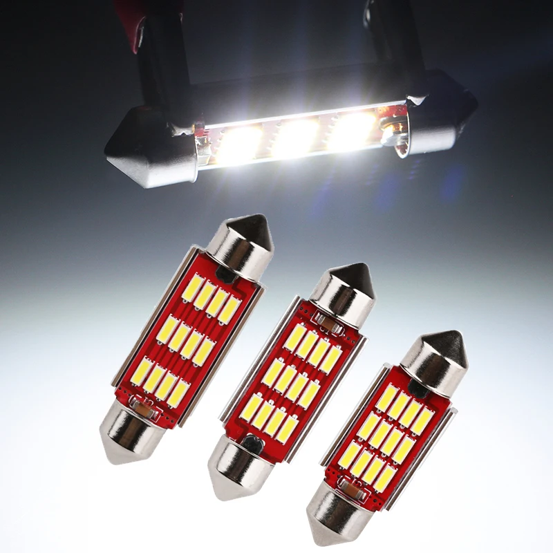 

1 Pair Car Universal Reading Lights Decorative Lights 12LEDs 4014smd Double Point 36mm 39mm 41mm For Toyota BMW Chevrolet, etc.