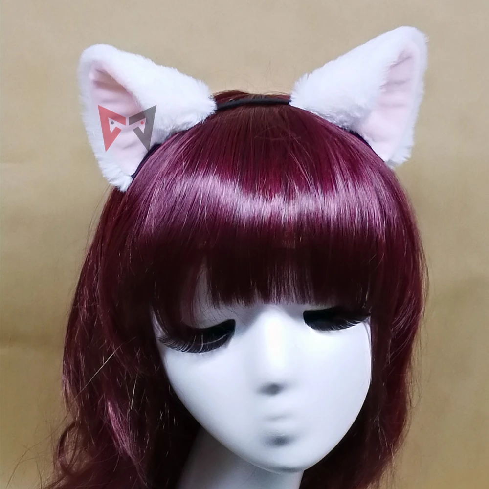 

New Cat White Black Ears Headwear Hairhoop Maid Lolita Cosplay Stage Performance Prop For Christmas Holiday Custom Made