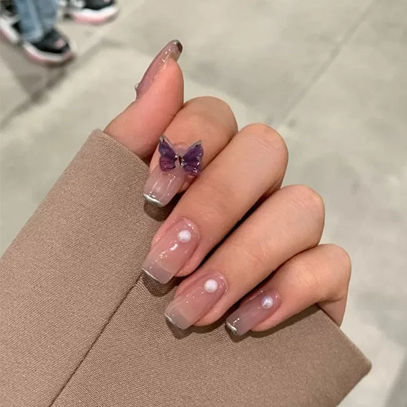 

Beauty Fake Nails Shine Color Medium Designer Press on Nail Full Cover Manicure Accessories 24pcs