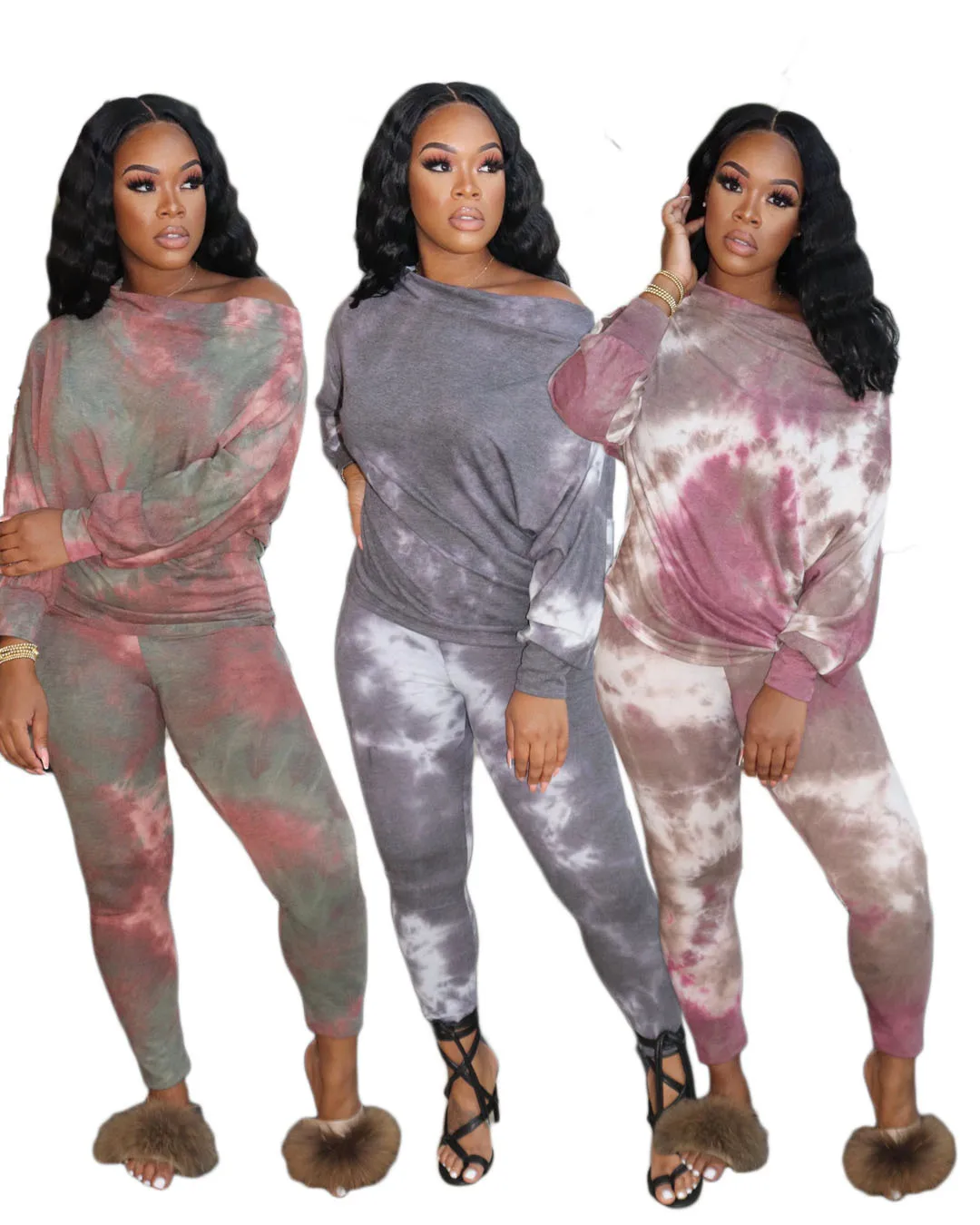 

Новинка Осень-зима 2020, Модный женский костюм из двух предметов с принтом, топ с длинными рукавами и брюки с косым плечом и принтом, повседнев...