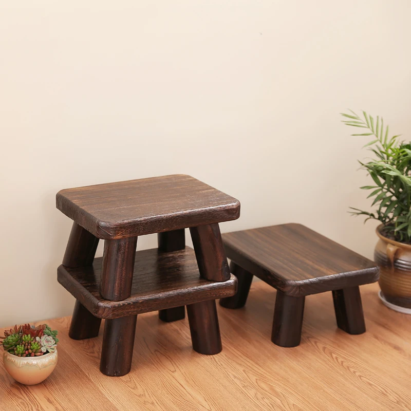 

Rectangle Japanese Antique Wooden Stool Paulownia Wood Asian Traditional Furniture Living Room Portable Small Wood Low Stool