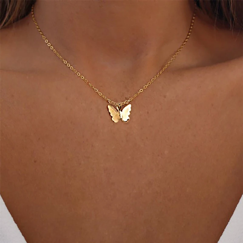 

Chain Pendant Butterfly Necklace for Women Fashion Portrait Chunky Chokers Necklaces Jewelry Gift Wholesale Drop shipping