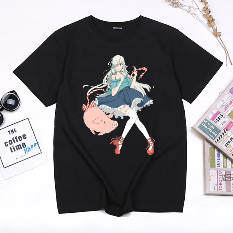 Harajuku Manga семь смертных грехов аниме одежда Kawaii Елизаветы футболка с персонажами