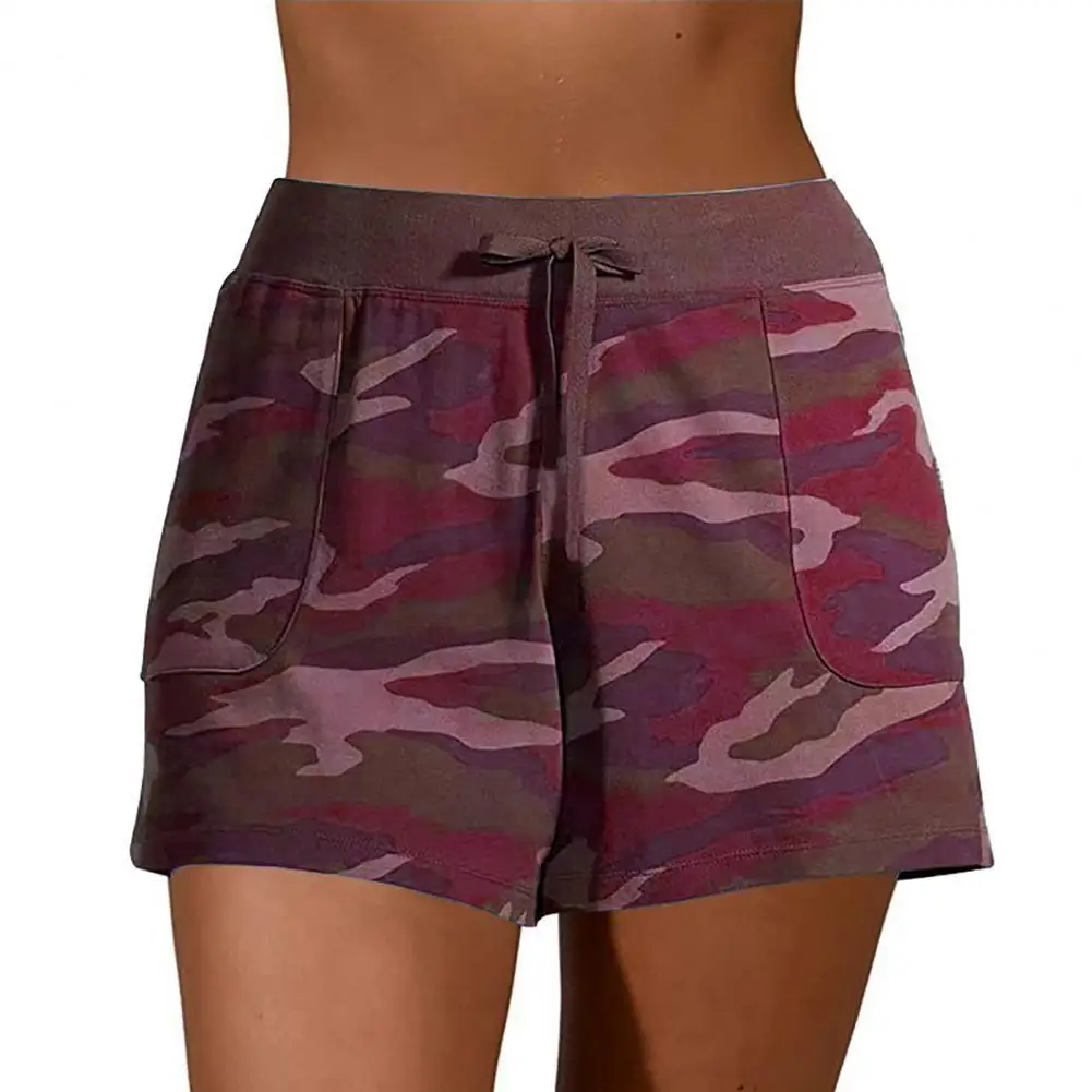 

Women Shorts Summer Casual High Waist Quick Drying Fashion Camouflage Print Drawstring Loose Sports Workout Shorts