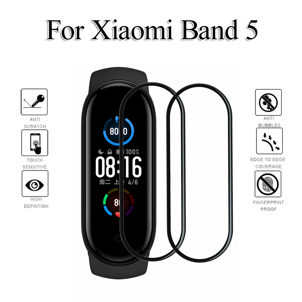 3D Изогнутые часы Защита экрана для Xiaomi Mi Band 5 Smartwatch защитная пленка из мягкого