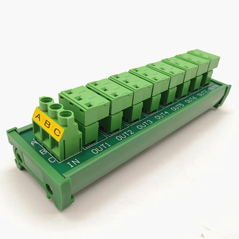 

DIN Rail Mount Pluggable Terminal Block Module30A/300V 8x3 Position Pluggable Terminal Block Distribution Module