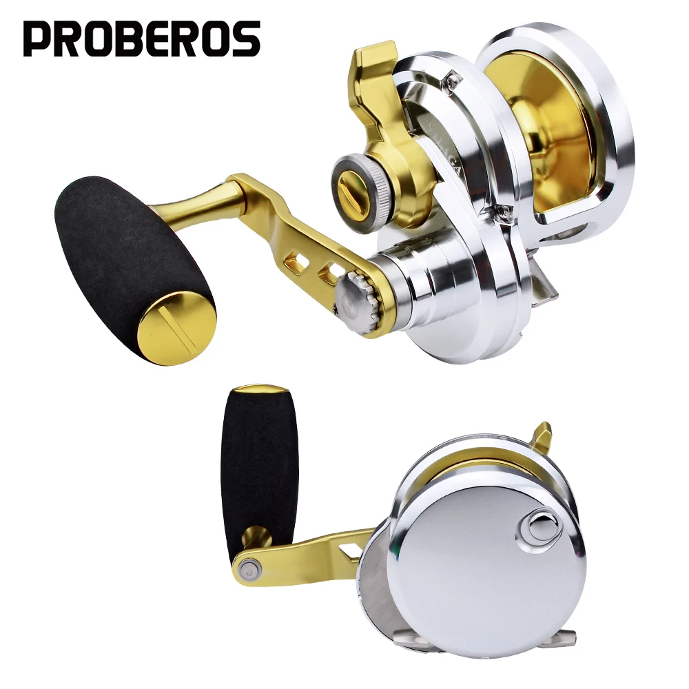 (left/right-hand) Seawater Trolling Reels 5.7:1 Aluminum Gold Color Cnc Machined Fishing Reels
