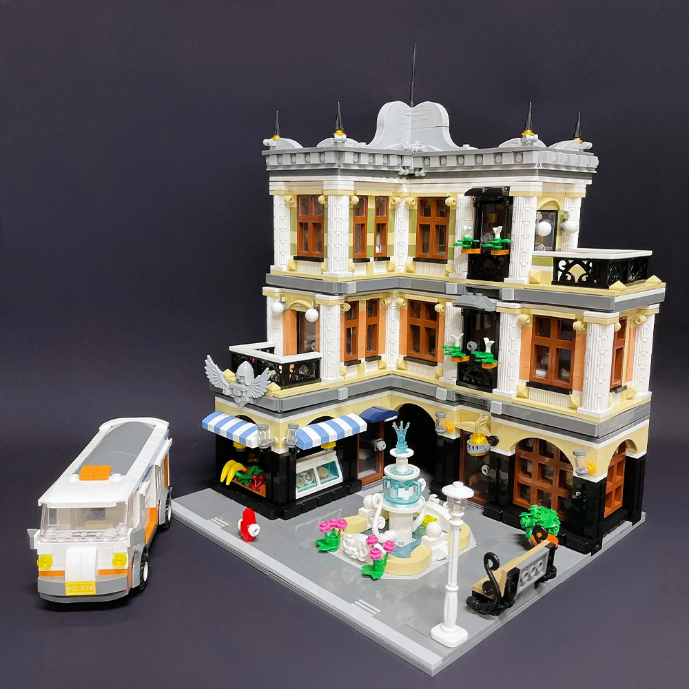 

Creative Expert Street View Brick Bank Cafe Corner Moc Bricks Modular House Bricks Model Building Block Palace Cinema Pet Shop