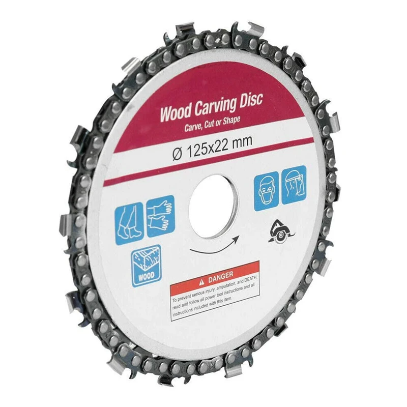 

2Pcs 5 Inch Grinder Chain Disc Wood Carving Disc Circular Saw Blade 22 Tooth Fine Shaping Disc for 115mm Angle Grinder