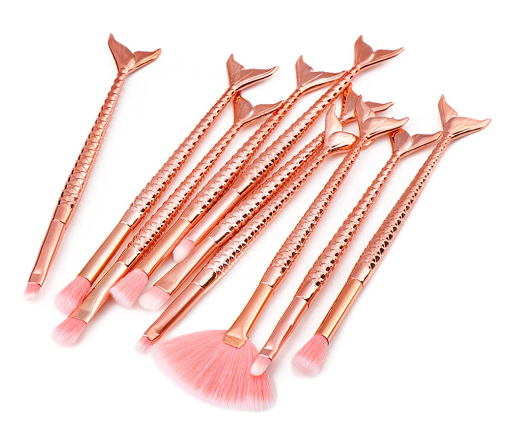 10 шт. набор кистей для макияжа русалки 1 сумка Косметическая пудра теней век кисть