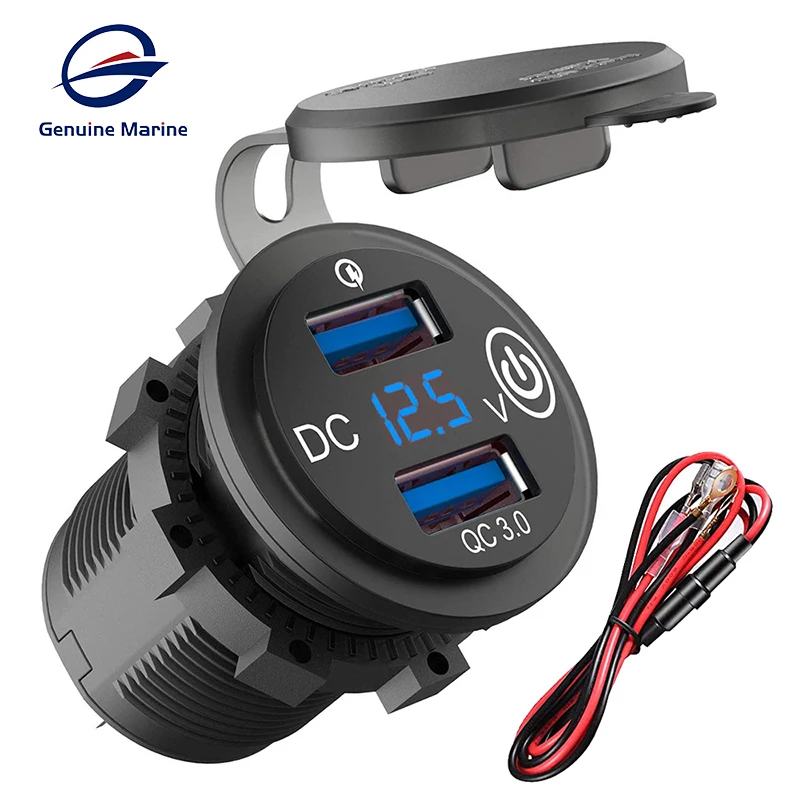 

Type-C Flash Charging Quick Charger 3.0 USB Socket Power Outlet with Touch Switch Waterproof for Car Motor RV Marine Boat Truck