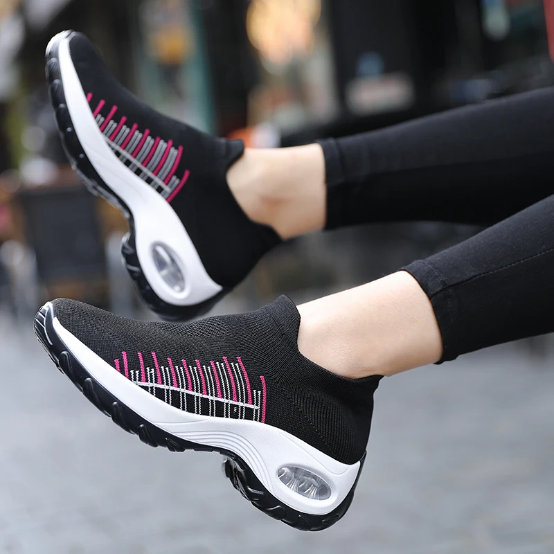 Модные 2019 Для женщин на плоской подошве дышащая обувь платформе повседневная