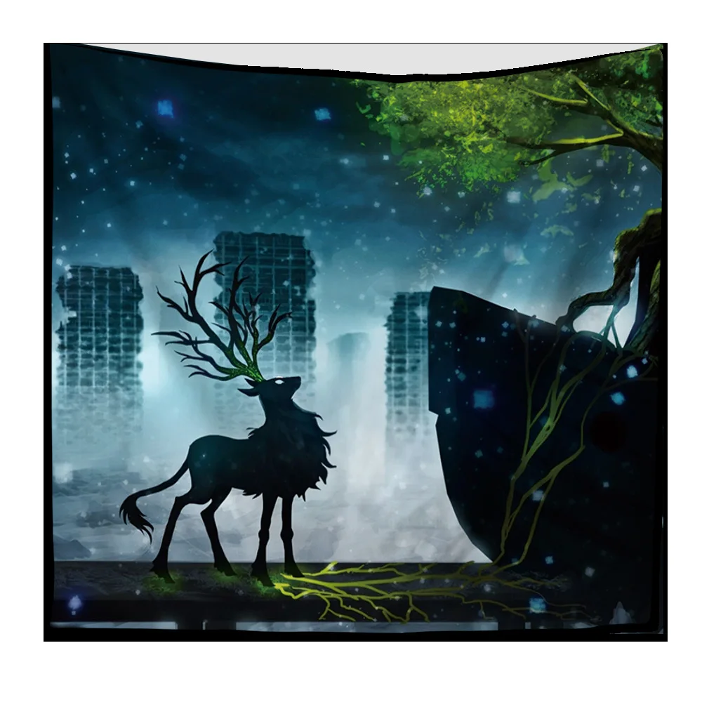 

Psychedelic Deer Nordic Velvet Multifunctional Polyester Tapestry Wall-Mounted Beach Towel Christmas WallHanging Bohemian Decor