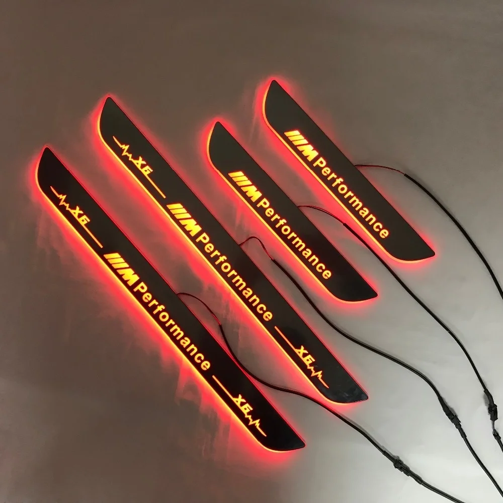 

Osmrk led moving door scuff for bmw x6 dynamic door sill plate flat lining overlays guards flowing/fixed light